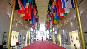 FILE - The Hall of Nations at the John F. Kennedy Memorial Center for the Performing Arts, Nov. 22, 2025, in Washington. (AP Photo/Rahmat Gul, file)