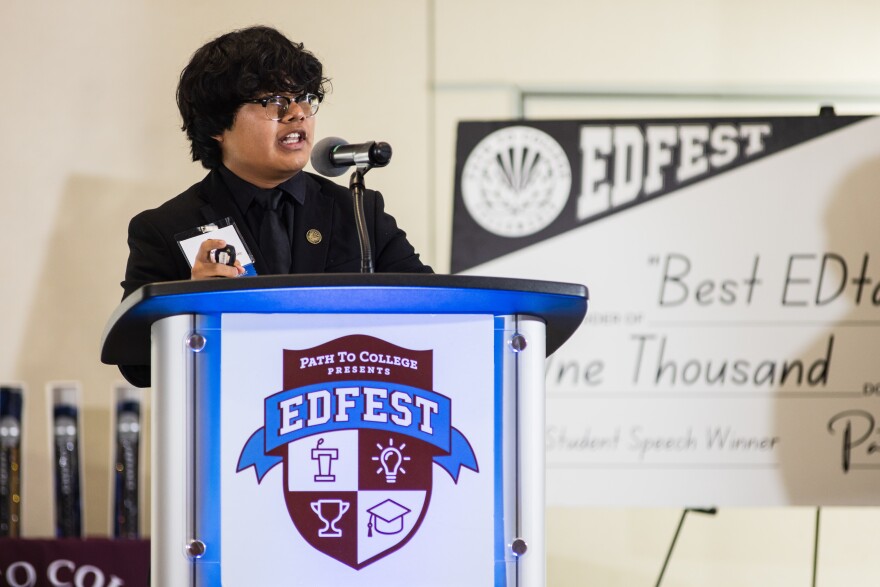 Jose Velasquez placed second at EdFest two years in a row with a talk on youth political awareness and civic duty.