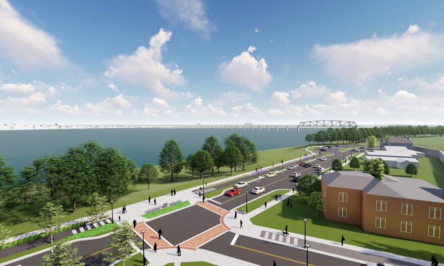 Rending of the planned reconstruction of Riverside Drive in Clarksville