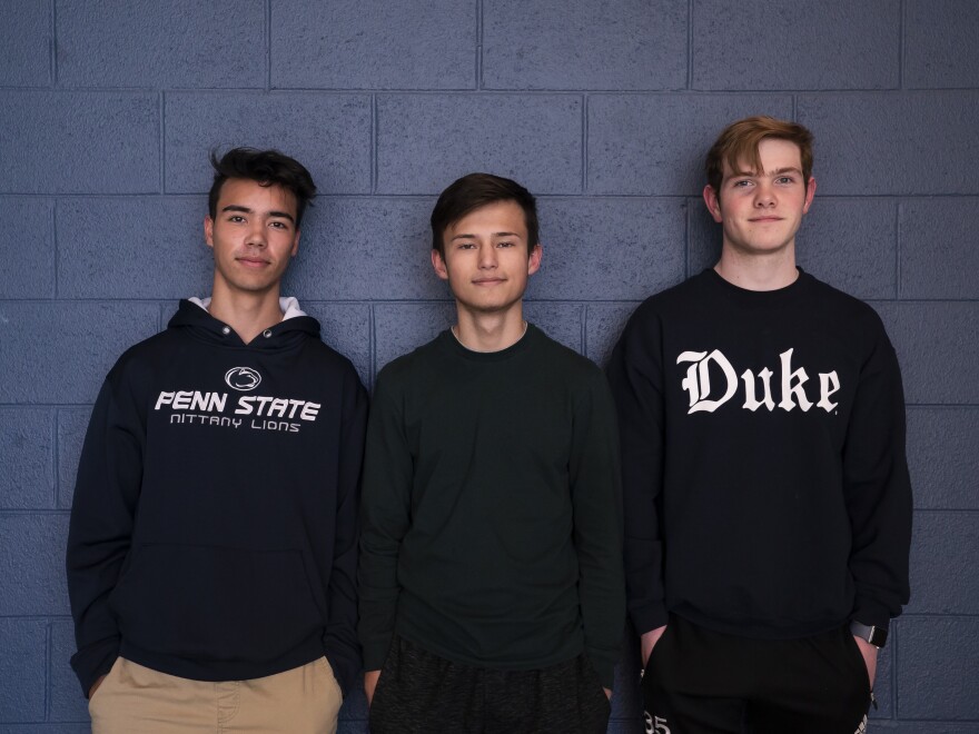 Matthew Goodwin (left), Scooter Norton and Calvin Forinash have been playing Rocket League for three years and have known one another since kindergarten.