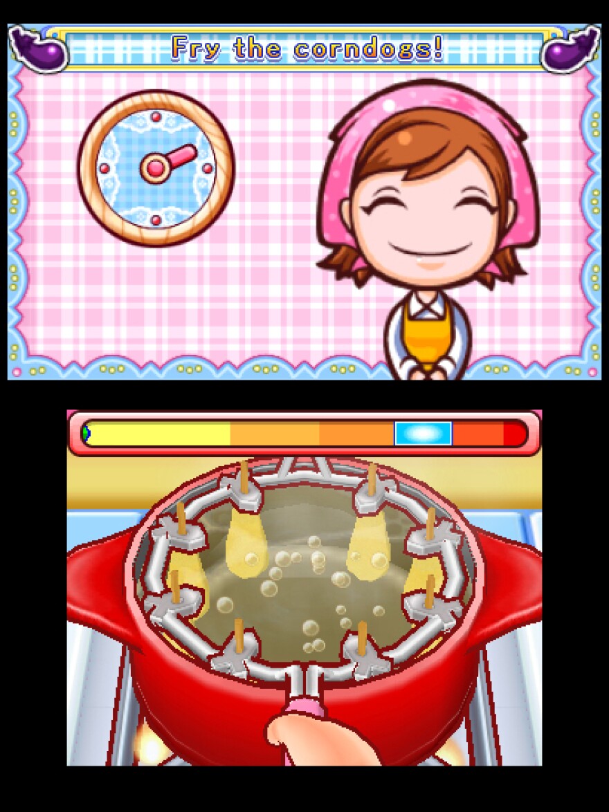 Fry up some corn dogs in the game "Cooking Mama."