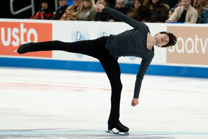 Maxim Taumov competes in the men’s free skate during the 2026 U.S. Figure Skating Championships at the Enterprise Center on Saturday, Jan. 10, 2026, in St. Louis’ Downtown West neighborhood.