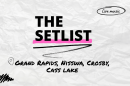 "The Setlist" and "Grand Rapids, Nisswa, Crosby, Cass Lake" written over a crumpled paper background.