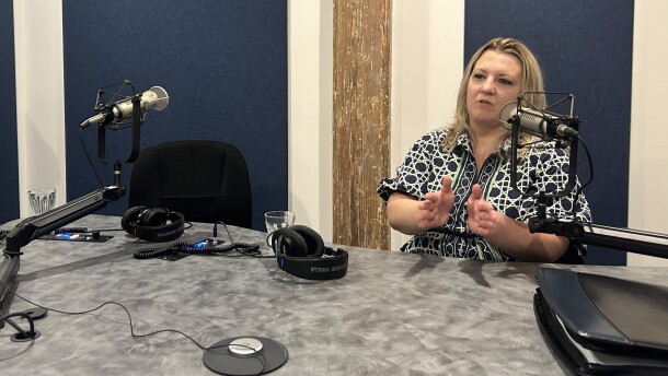 Wilmington City Manager Becky Hawke at the WHQR studio in early July 2026.