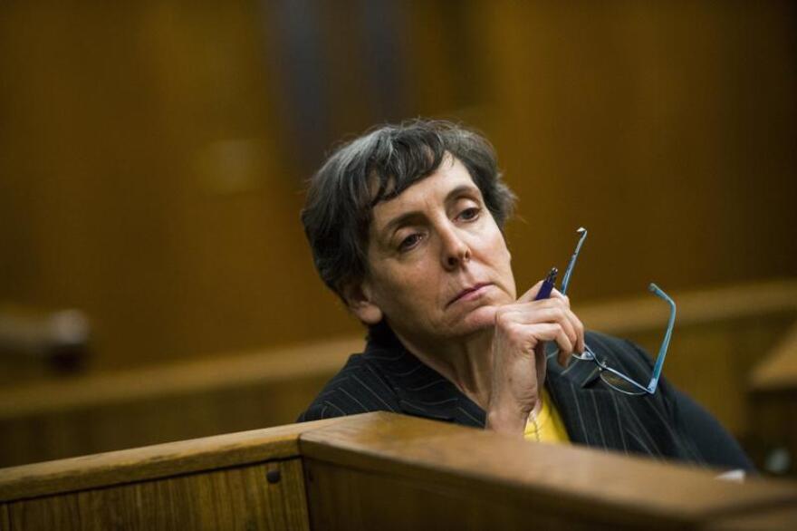 Defendant Liane Shekter Smith listens during a preliminary examination in the cases of four defendants, all former or current officials from the Michigan Department of Environmental Quality, in Flint, Mich on Feb. 5, 2018. The state of Michigan said Friday, Nov. 5, 2021, it agreed to pay $300,000 to the only employee who was fired as a result of lead-contaminated water in Flint. The agreement with Liane Shekter Smith, who was head of the state’s drinking water division, came weeks after an arbitrator said she was wrongly fired in 2016 by officials who were likely looking for a “public scapegoat” in one of the worst environmental disasters in U.S. history.
