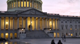 The US Capitol building during sunset