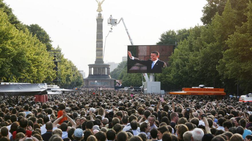 President Barack Obama, then a candidate, spoke in front of an estimated 200,000 people in Berlin in July 2008.