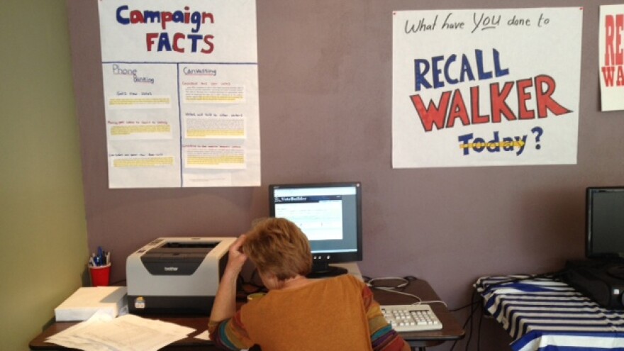 A Democratic campaign office in Waukesha, Wis.