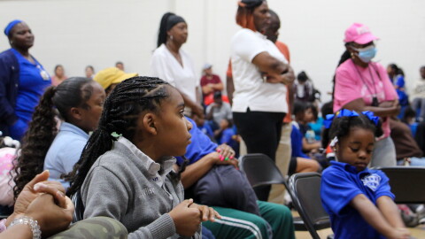 Parents wait to ask questions about Fannie C. Williams's future at a meeting on Oct. 15, 2026.