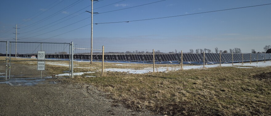 This solar farm sits on Plains Road, east of Tuttle Road.