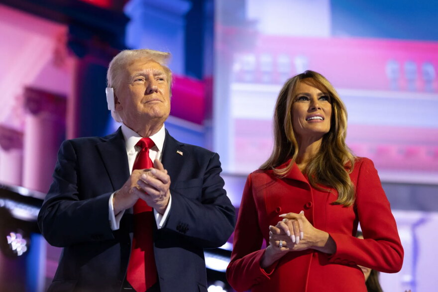 Melania and Donald Trump on the final night of the Republican National Convention in Milwaukee, Thursday, July 18, 2024.