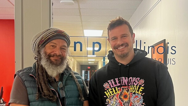 Jeff Williams (left), and Filmmaker Matt Brookens (right) at the NPR Illinois studios.