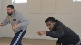 Dancers Sam Asa Pratt and Amadi Baye Washington rehearse at The Launchpad in Carbondale on Monday, May 15.