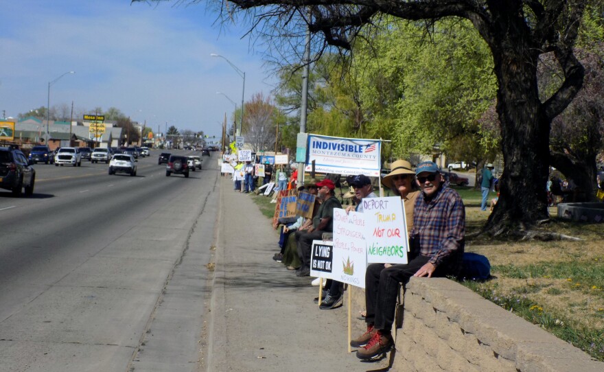 Crowds gathered in Veterans Park in Cortez for the latest of several No Kings rallies held since the second Trump Administration took office in January of 2025.