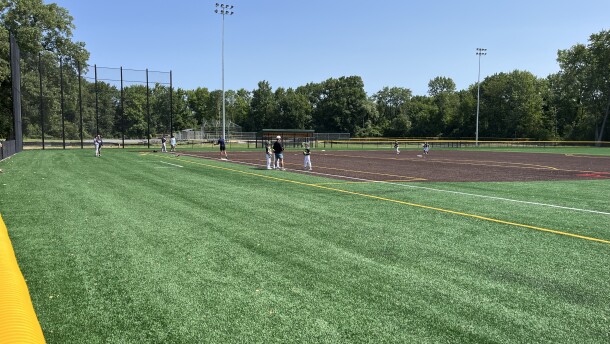 One of the turf baseball/softball diamonds at Hopkins Road Park.
