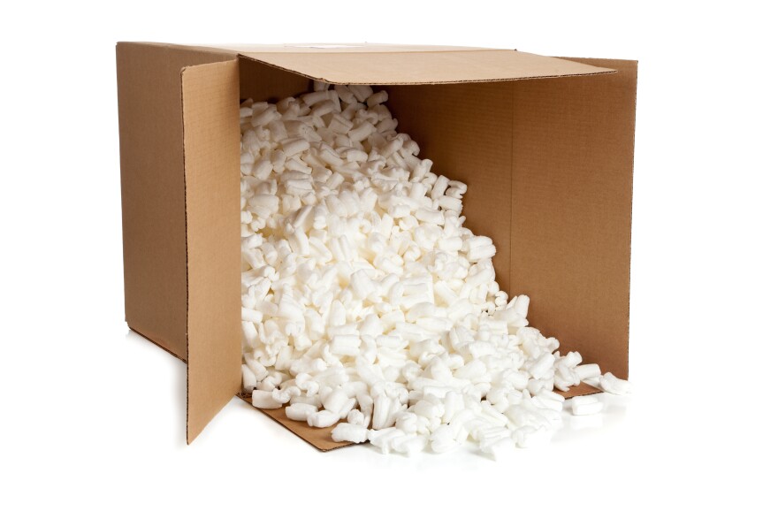 Foam peanuts are also banned under the new law in New York state.