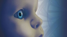 cgi baby on blue background