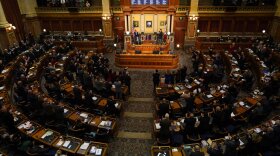 Iowa Gov. Kim Reynolds delivers her Condition of the State address before a joint session of the Iowa Legislature Jan. 11 at the Statehouse in Des Moines