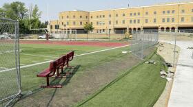 Work continues on the Logan High School football field and track as seen on Friday.