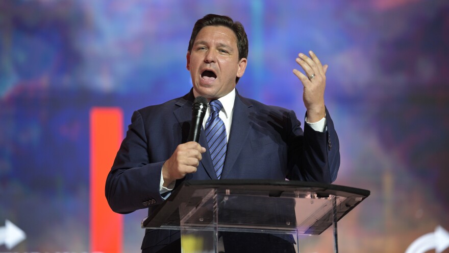 Gov. Ron DeSantis addresses the Turning Point USA Student Action Summit on July 22, 2022, in Tampa.