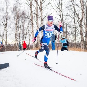 Hailey Swirbul competes in the 2025 Alaska SuperTour in Anchorage's Kincaid Park on Dec. 6, 2025.