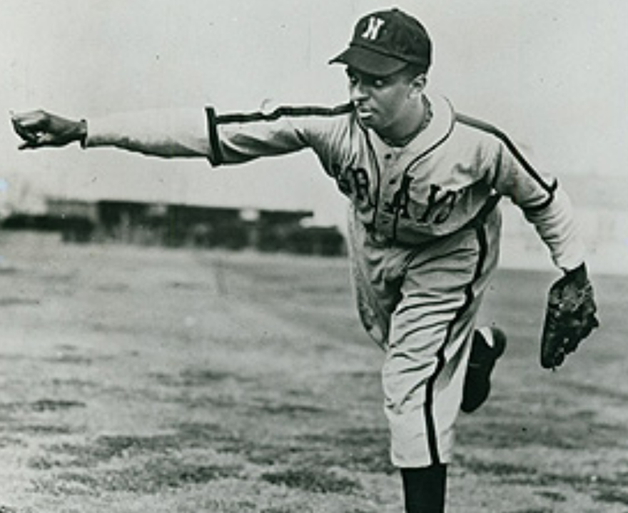 Johnny Wright pitching for the Homestead Grays, the Negro Leagues team where he pitched from 1941 to 1945 and again in 1947.