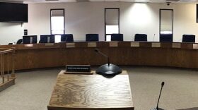 An empty chamber as seen from a lectern