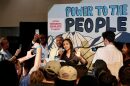 Melat Kiros, a Democratic Socialist and first-time candidate, speaks to supporters in Denver after unseating longtime Democratic U.S.Rep. Diana DeGette in Colorado’s 1st Congressional District on June 30, 2026.