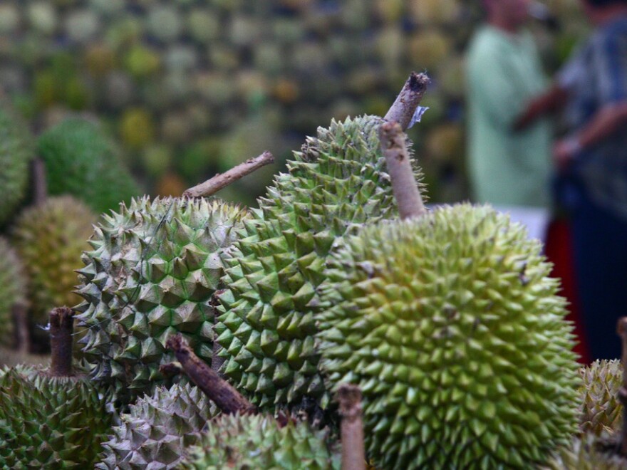 Durians for sale at a Singapore market.