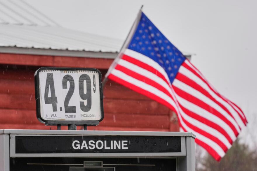 A sign shows the price of gas at a store, Tuesday, March 31, 2026, in Freeport, Maine. (Robert F. Bukaty/AP)