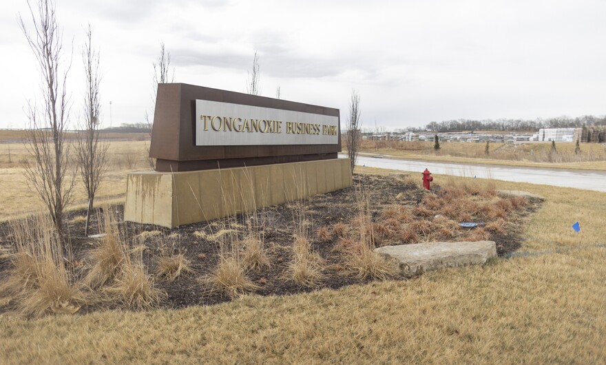 The sign for the Tonganoxie Business Park