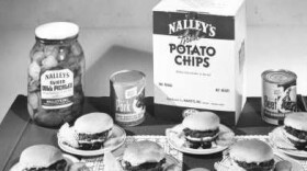 A spread of Nalley's top products for a 1949 advertising campaign. Nalley Foods was famous around the northwest for its potato chips and pickles. The brand name lives on as the local company fades away.