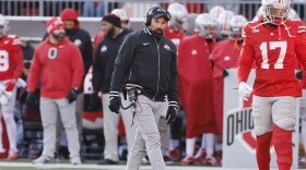 Ohio State head coach Ryan Day, center, looks on during the second half of an NCAA college football game against Michigan, Saturday, Nov. 30, 2024, in Columbus, Ohio.