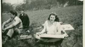 A young Edie Harper near the Art Academy of Cincinnati in the 1940s.