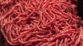 FILE - Ground beef is displayed for sale, April 1, 2017, at a market in Washington. Federal health officials said Tuesday, July 25, 2023, that ground beef contaminated with salmonella has sickened at least 16 people, including six hospitalized, in four Northeastern states.