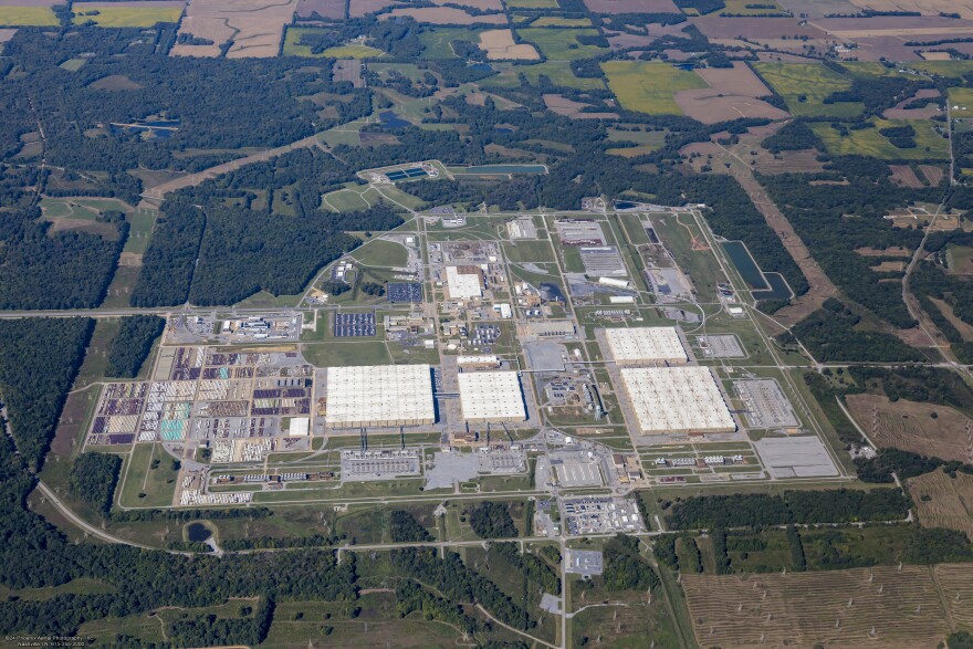 The former Paducah Gaseous Diffusion Plant in far western Kentucky, viewed from above.