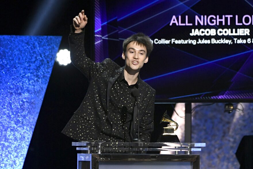 Jacob Collier accepts the Best Arrangement, Instruments and Vocals award for "All Night Long" onstage during the 62nd Annual GRAMMY Awards.