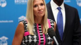 Michelle Kefford is announced as the new principal for Marjory Stoneman Douglas High School during a 2019 news conference. Kefford is one of three finalists for 2021 National Principal of the Year.