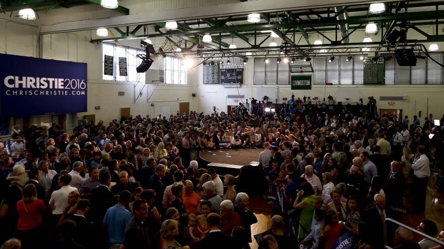 New Jersey Gov. Chris Christie made his announcement in the gymnasium of his alma mater, Livingston High School.