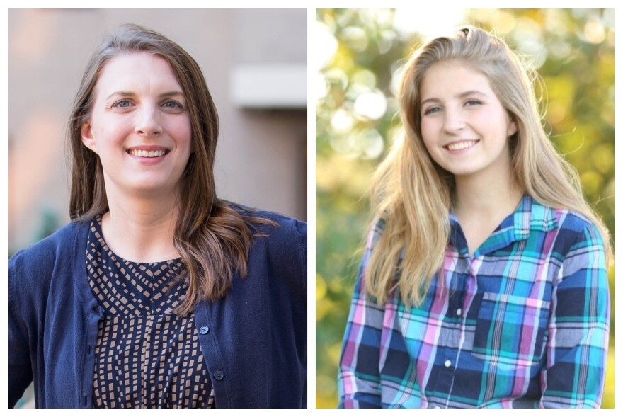 Beth Prusaczyk (at left) mentored intern Kathryn Pietka (at right) this summer for the Institute for Informatics at Washington University School of Medicine.