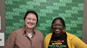 On the Ground Ypsi host Lee Van Roth (left) and Interfaith Council for Peace and Justice Director Desirae Simmons at the Timko Broadcast Center.