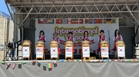 The Korean percussion ensemble NC K-Joy Nanta performed during the 2024 International Village Food and Music Festival in Winston-Salem.
