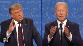 President Trump and Joe Biden in a screenshot from the debate in Cleveland on September 29.