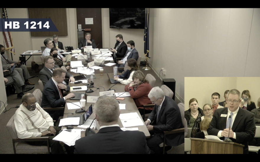 Andrew Bradley with Prosperity Indiana, a tenant advocacy group, testifies in favor of the bill.