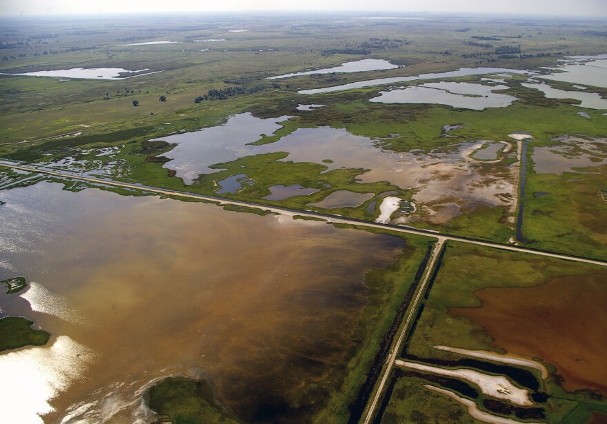 Aerial photo of Quivira wetlands