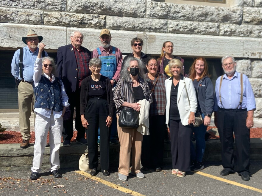 Sullivan County residents stood for a photo outside of the Ulster County Courthouse on Monday.