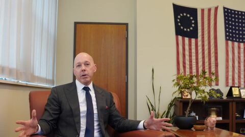 Scott Bradford, U.S. Attorney for the District of Oregon, sits in his office in downtown Portland. He recently sat down for an interview to discuss his record and cases taken by his office.