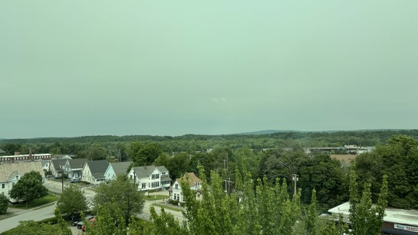 Hazy skies over Concord, New Hampshire, on July 14, 2026. The National Weather Service reported Canadian wildfire smoke blowing over the state will be moving into Maine late afternoon and early evening.