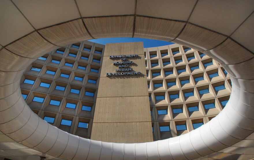 Exterior view of the US Dept. of Housing and Urban Development building. 