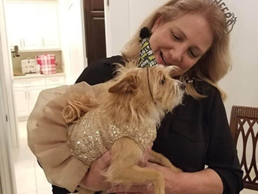  Joyce Slocum with her dog, Belle. 